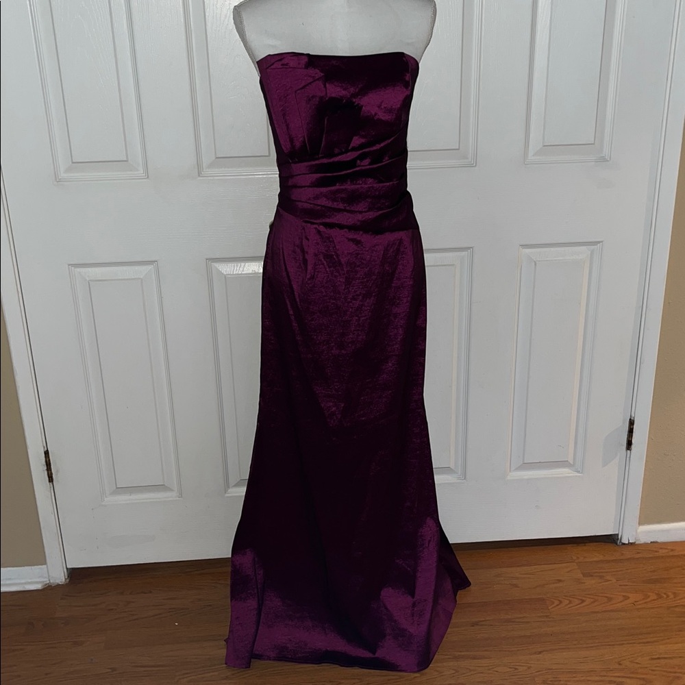 vintage Jessica McClintock gown strapless metallic pleated formal dress